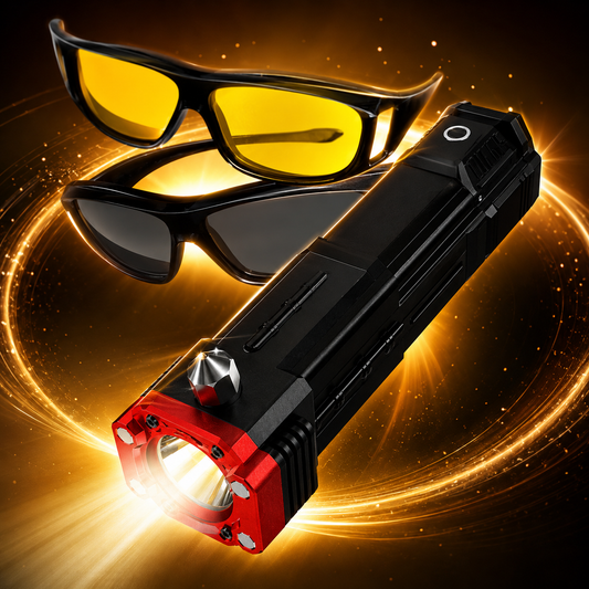 LINTERNA MARTILLO 6 EN 1 + REGALO LENTES DE VISIÓN HD